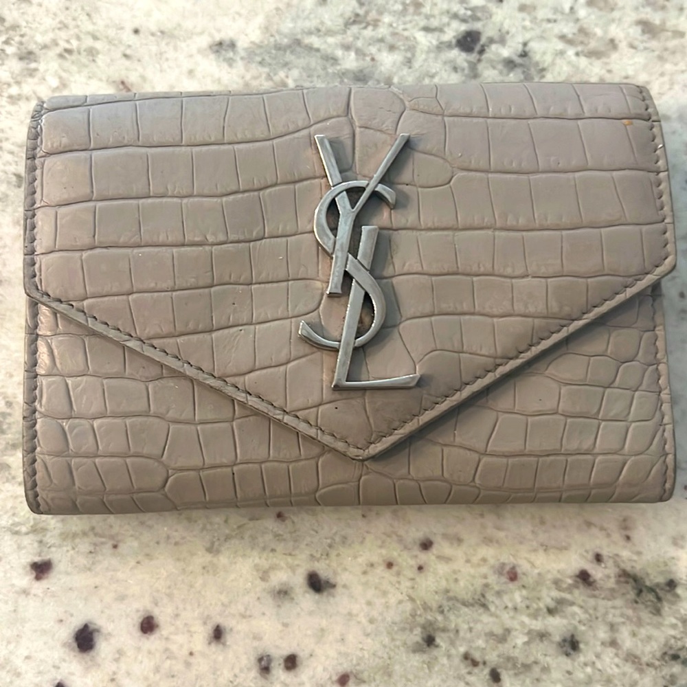 Ysl wallet grey crocodile
